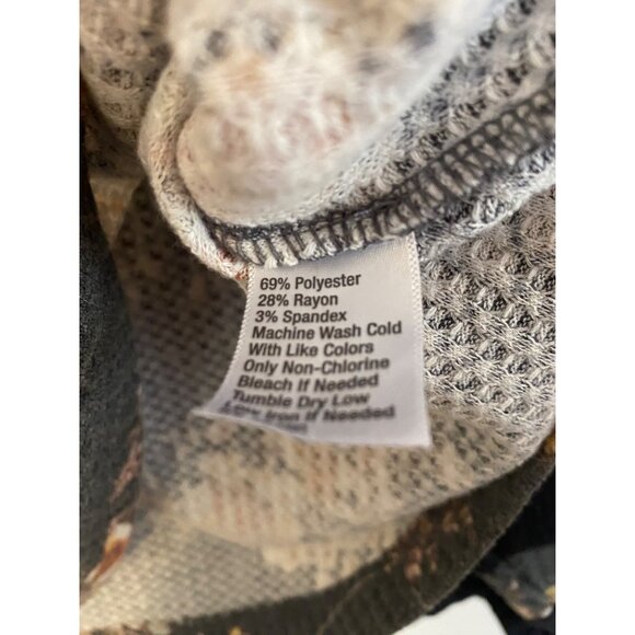 Wonderly Gray Floral Print Top With Contrasting Balloon Sleeves Size XL - Picture 4 of 5